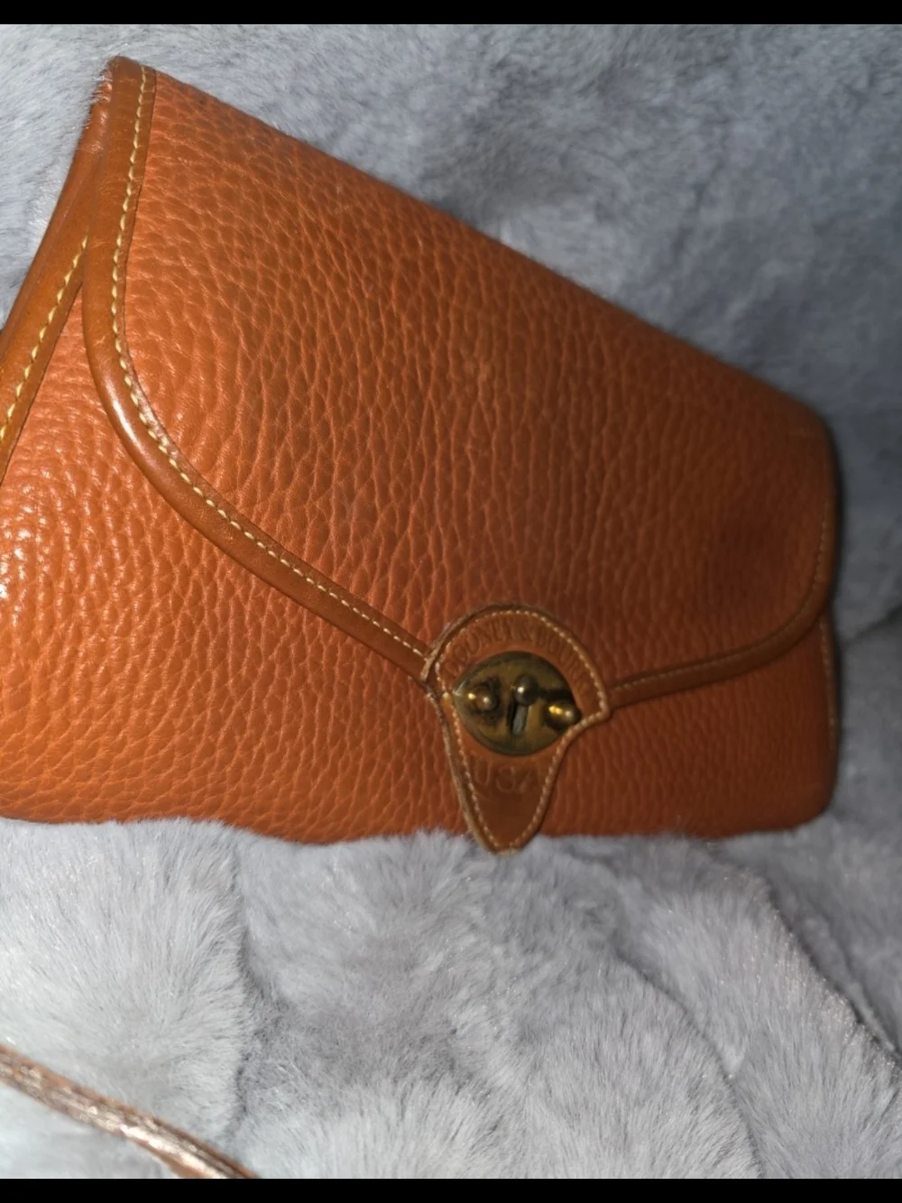 Vintage Dooney & Bourke All Weather Leather Cavalry Pochette Crossbody Bag Tan